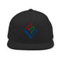 Enron Embroidered Flat Bill Brim Snapback Hat - Black