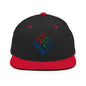 Enron Embroidered Flat Bill Brim Snapback Hat - Black/ Red