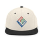 Enron Embroidered Flat Bill Brim Snapback Hat - Natural/ Black