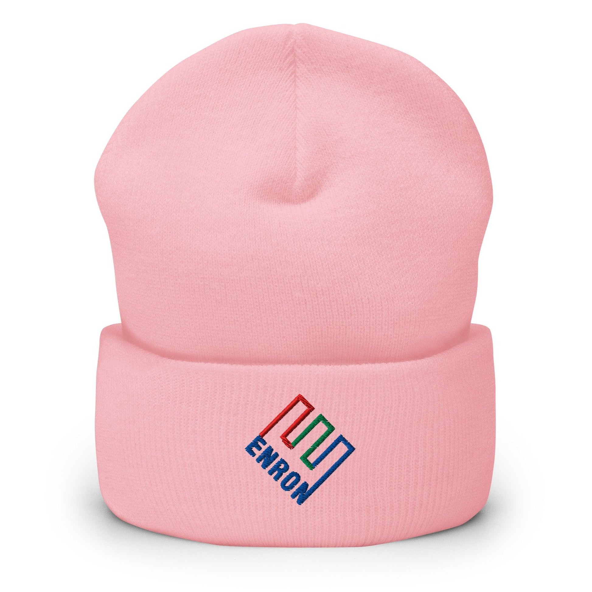 Enron Embroidered Knit Cuffed Beanie - Baby Pink