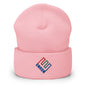 Enron Embroidered Knit Cuffed Beanie - Baby Pink