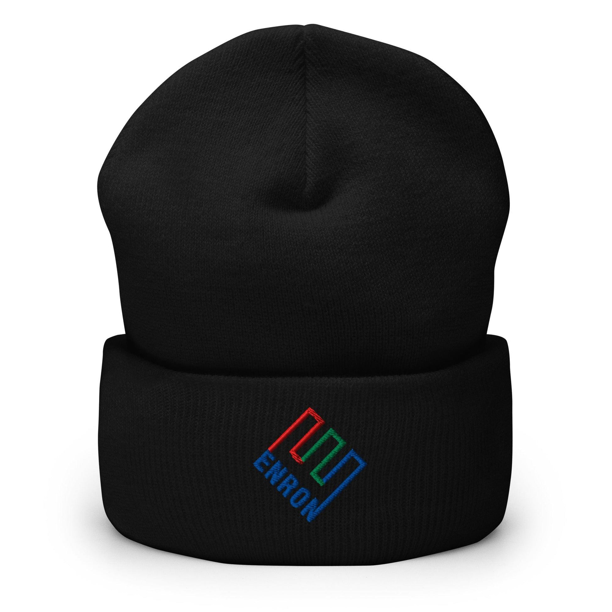 Enron Embroidered Knit Cuffed Beanie - Black