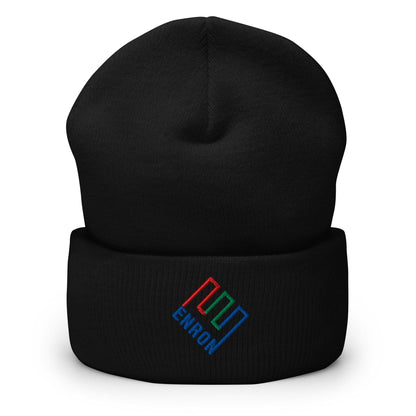 Enron Embroidered Knit Cuffed Beanie - Black