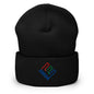 Enron Embroidered Knit Cuffed Beanie - Black