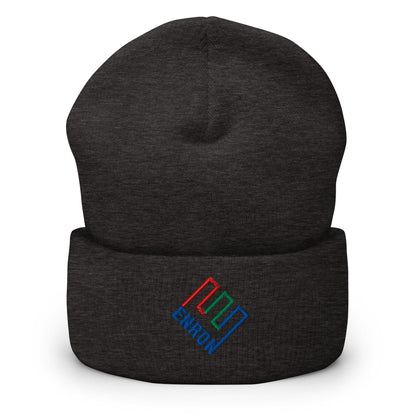 Enron Embroidered Knit Cuffed Beanie - Dark Grey