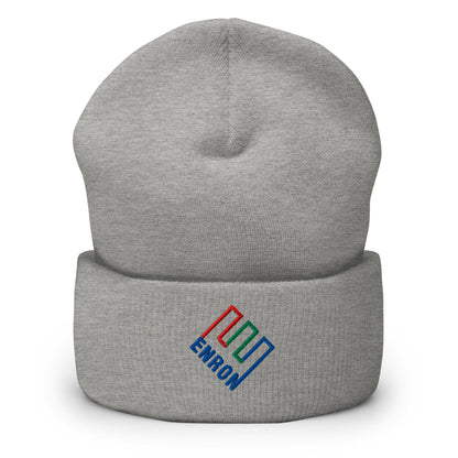 Enron Embroidered Knit Cuffed Beanie - Heather Grey