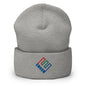 Enron Embroidered Knit Cuffed Beanie - Heather Grey