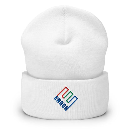 Enron Embroidered Knit Cuffed Beanie - White