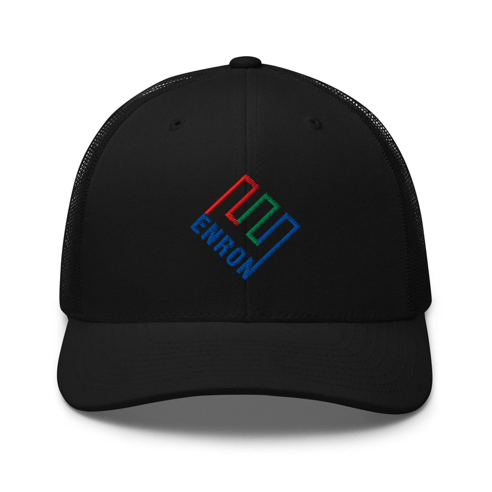 Enron Embroidered Mesh Trucker Hat - Black