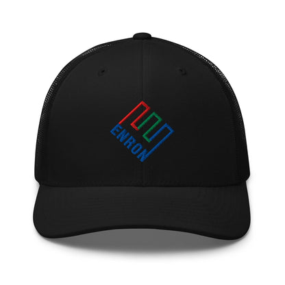 Enron Embroidered Mesh Trucker Hat - Black