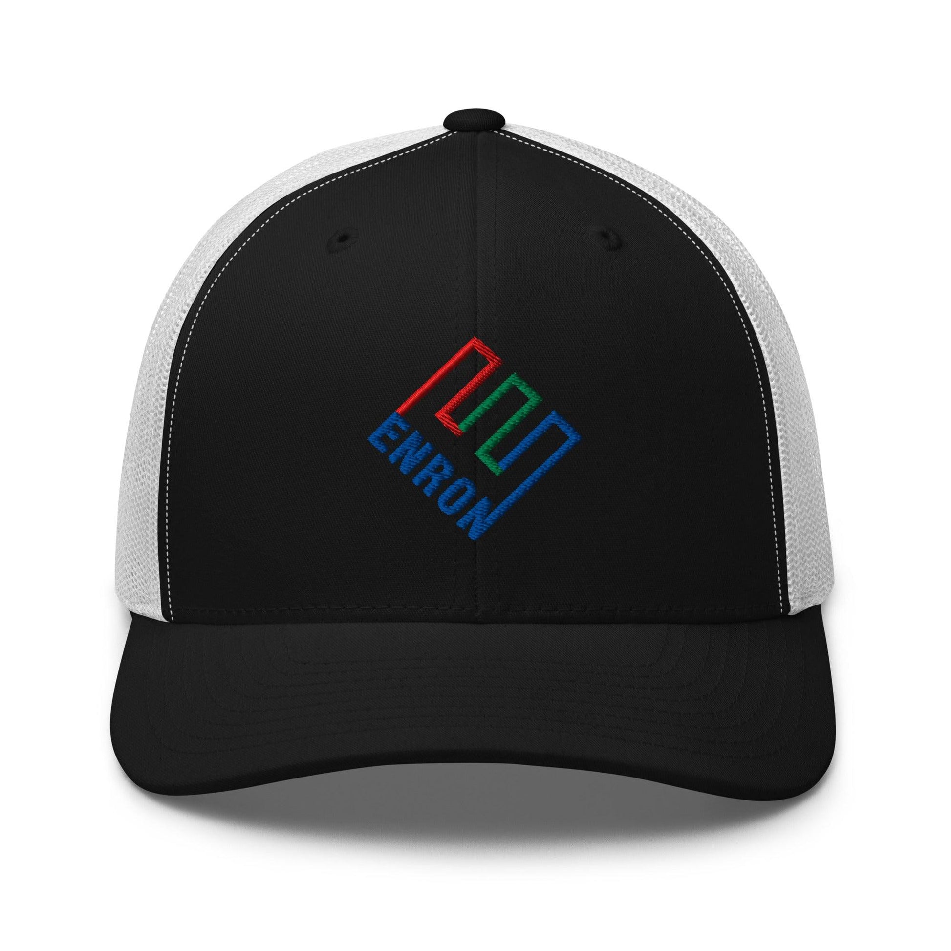 Enron Embroidered Mesh Trucker Hat - Black/ White
