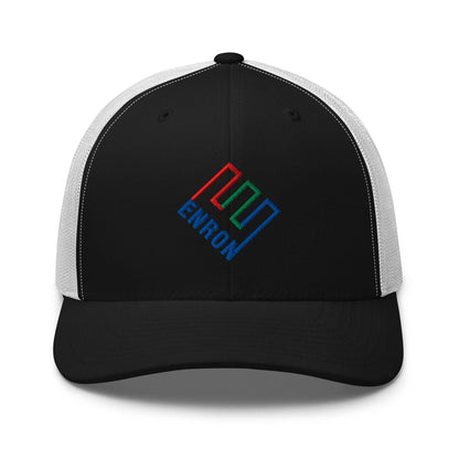Enron Embroidered Mesh Trucker Hat - Black/ White