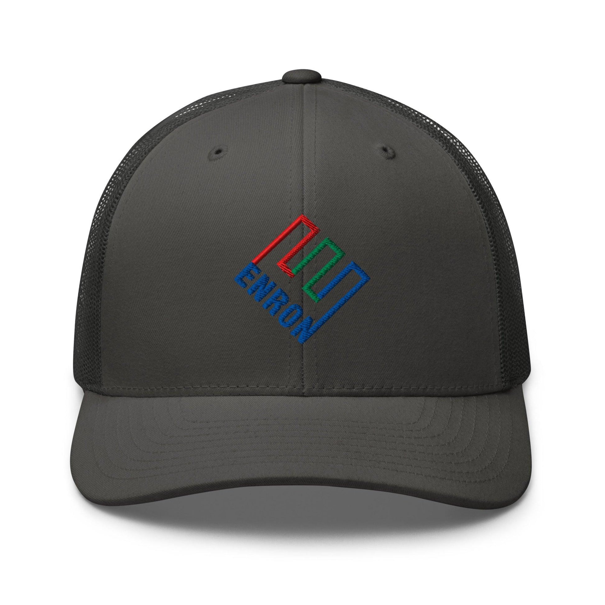 Enron Embroidered Mesh Trucker Hat - Charcoal