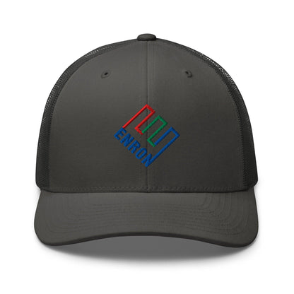 Enron Embroidered Mesh Trucker Hat - Charcoal