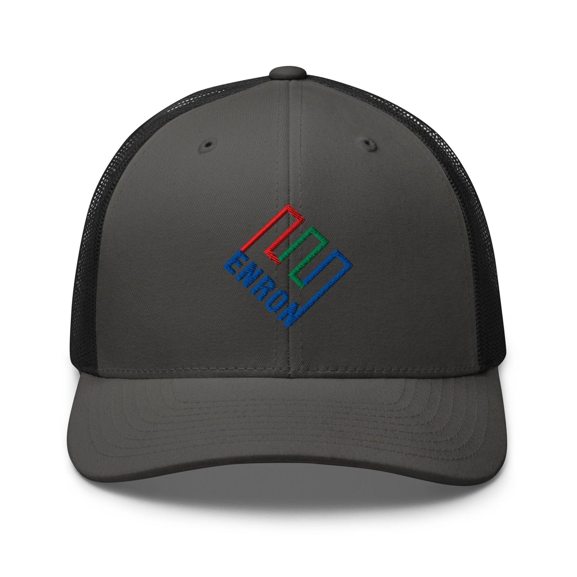 Enron Embroidered Mesh Trucker Hat - Charcoal/ Black