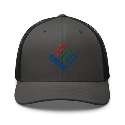 Enron Embroidered Mesh Trucker Hat - Charcoal/ Black