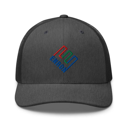 Enron Embroidered Mesh Trucker Hat - Dark Heather Gray