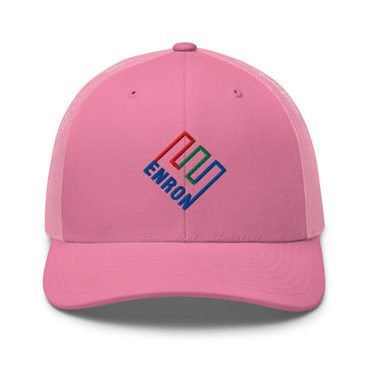 Enron Embroidered Mesh Trucker Hat - Pink