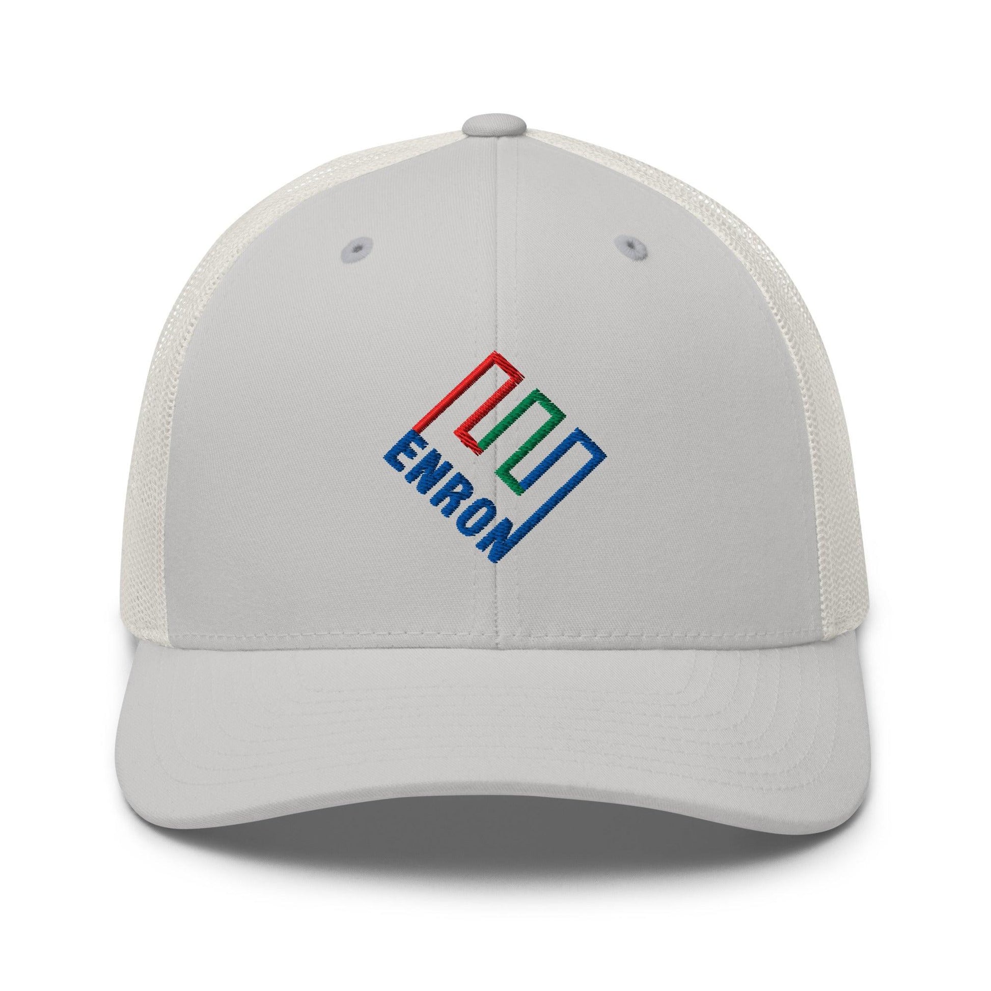 Enron Embroidered Mesh Trucker Hat - Silver
