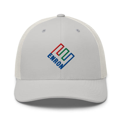 Enron Embroidered Mesh Trucker Hat - Silver