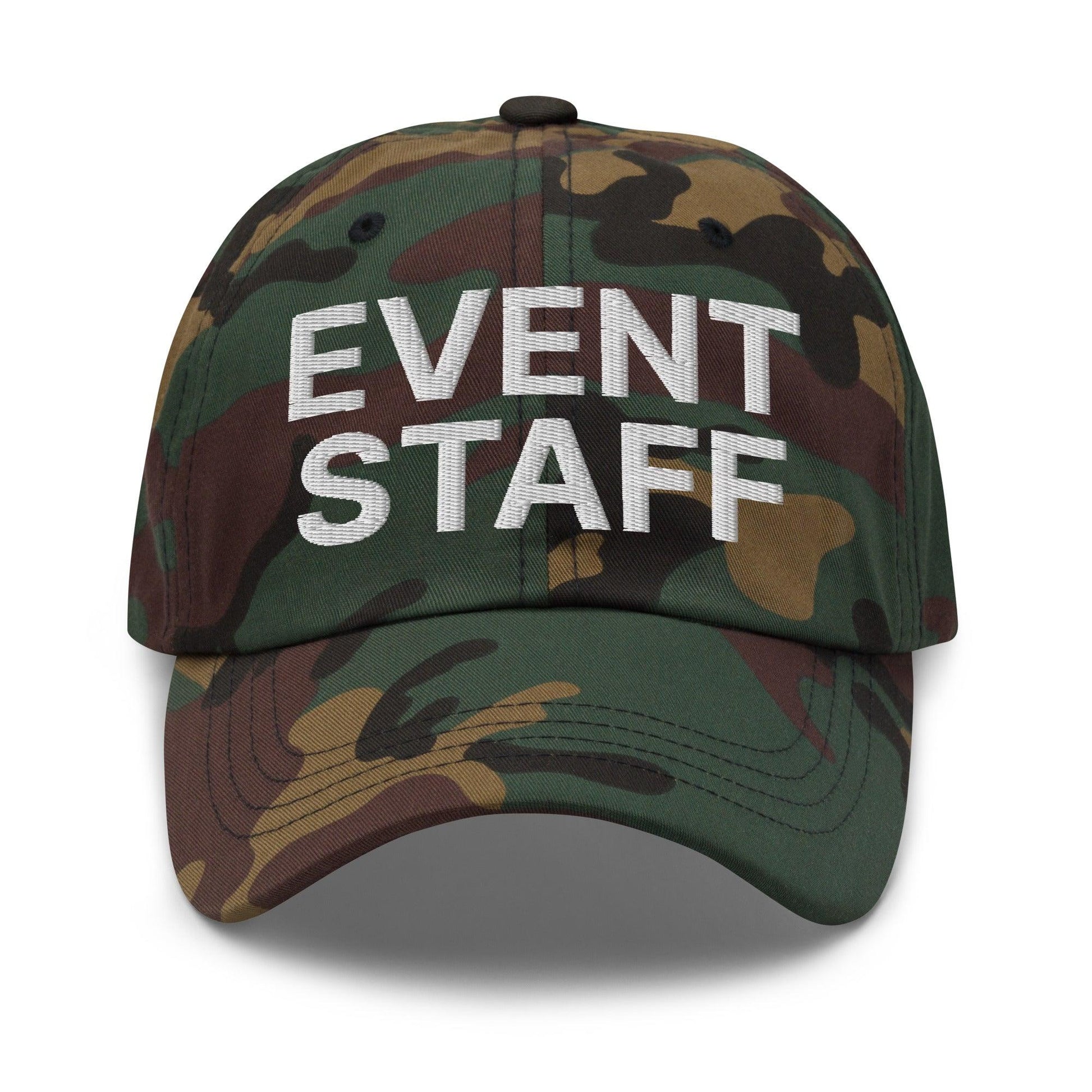 Event Staff Uniform Work Embroidered Dad Hat - Green Camo
