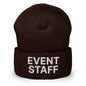 Event Staff Uniform Work Embroidered Knit Cuffed Beanie - Brown