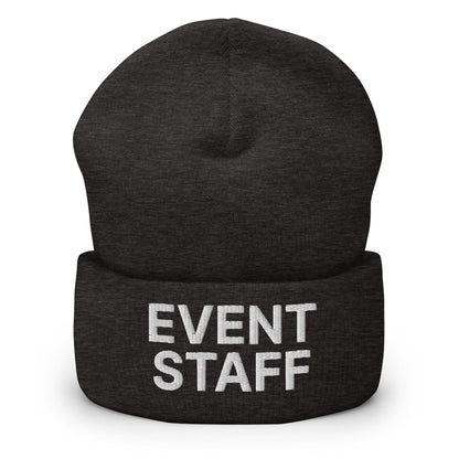Event Staff Uniform Work Embroidered Knit Cuffed Beanie - Dark Grey