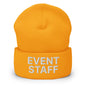 Event Staff Uniform Work Embroidered Knit Cuffed Beanie - Gold