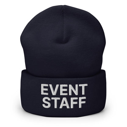 Event Staff Uniform Work Embroidered Knit Cuffed Beanie - Navy