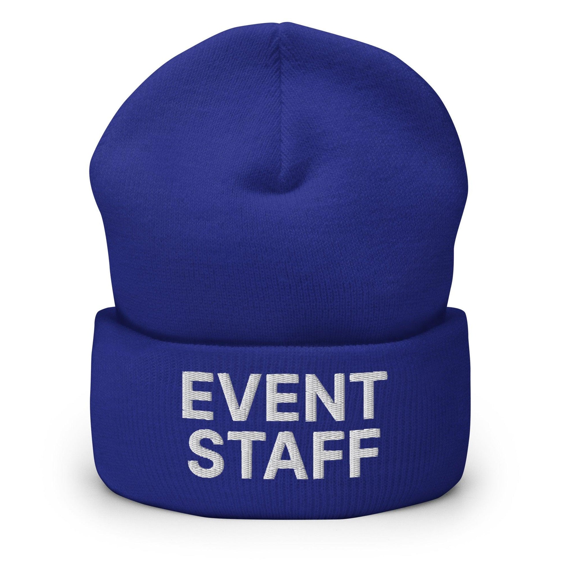 Event Staff Uniform Work Embroidered Knit Cuffed Beanie - Royal