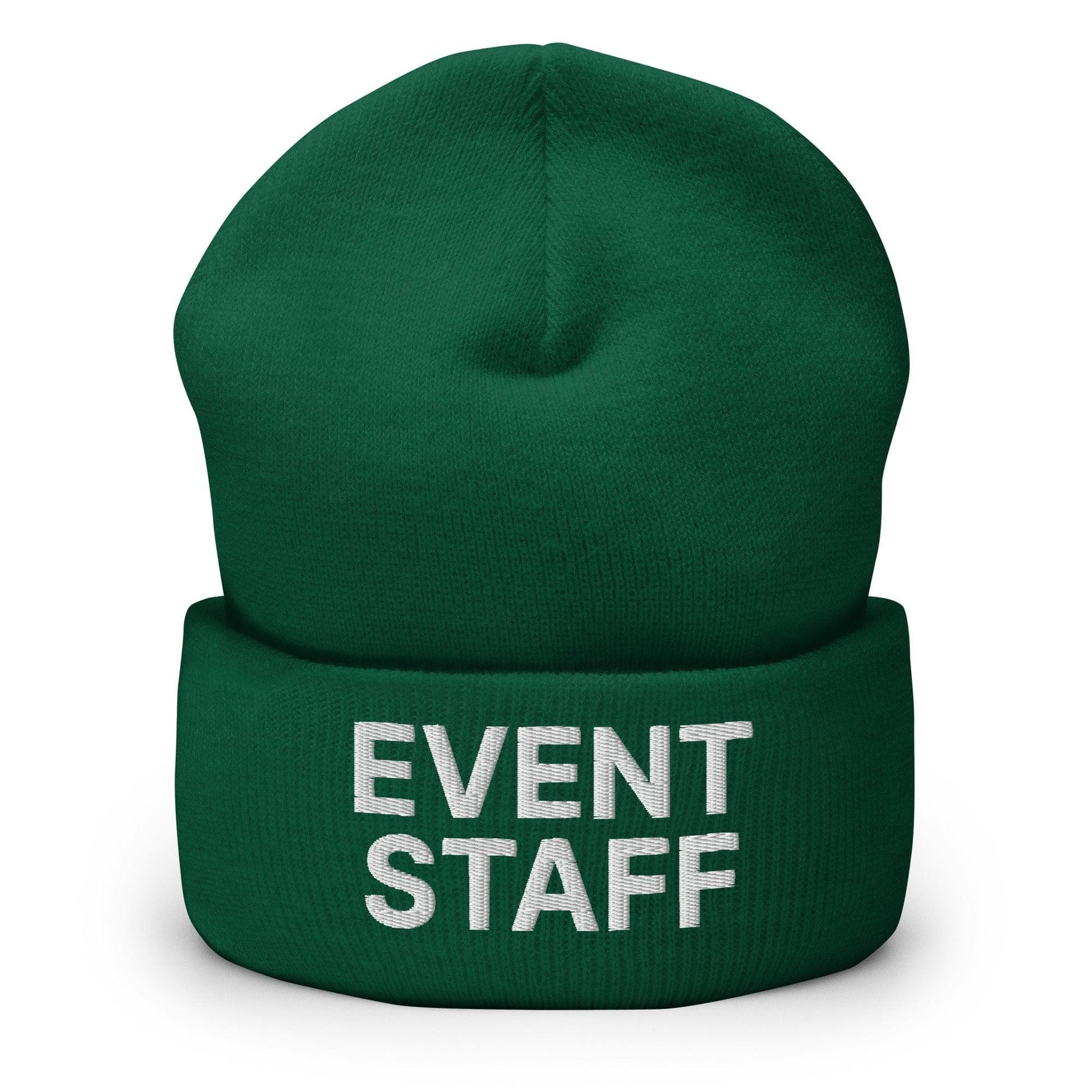 Event Staff Uniform Work Embroidered Knit Cuffed Beanie - Spruce