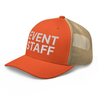 Event Staff Work Block Embroidered Mesh Trucker Hat
