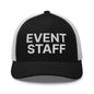 Event Staff Work Block Embroidered Mesh Trucker Hat - Black/ White