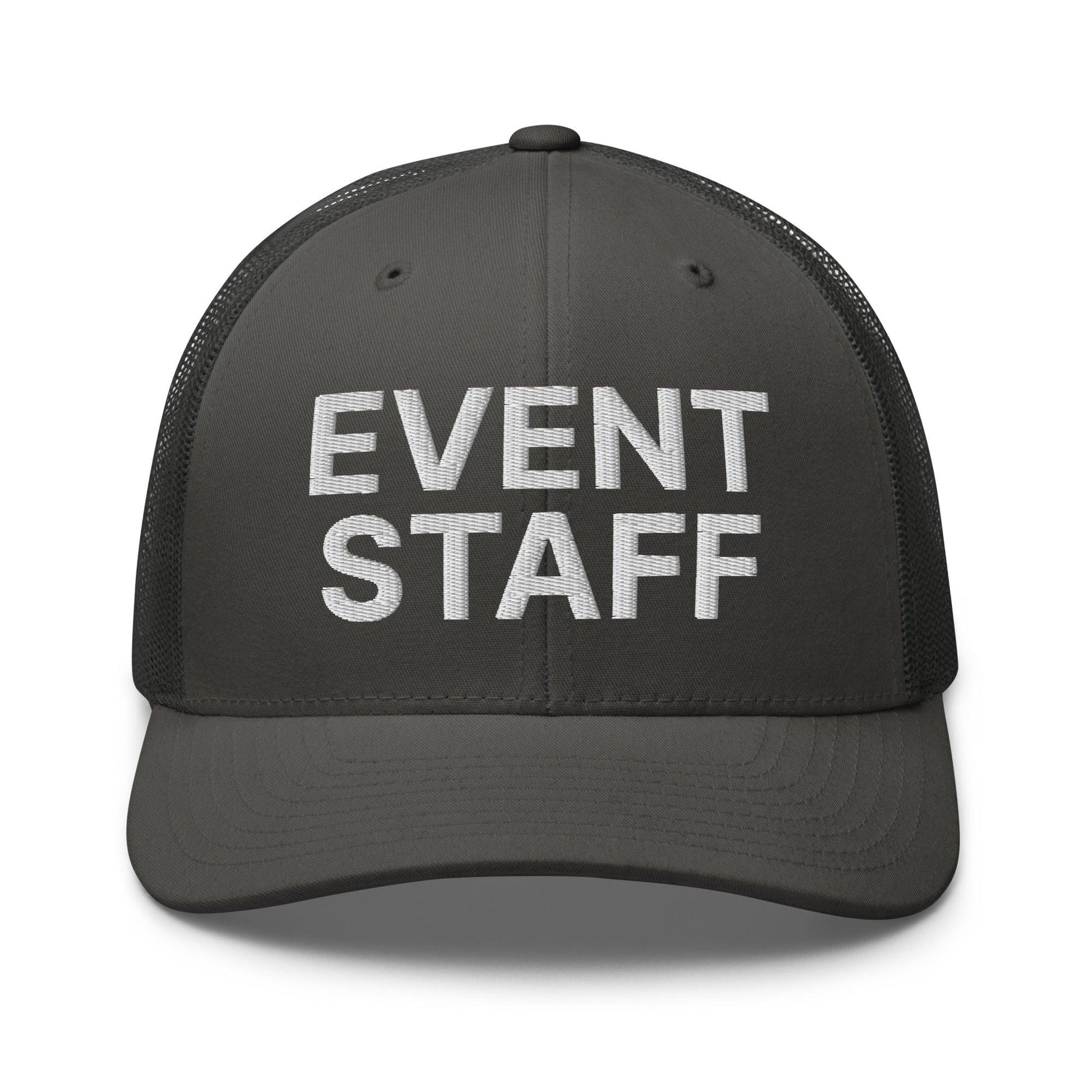 Event Staff Work Block Embroidered Mesh Trucker Hat - Charcoal