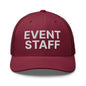 Event Staff Work Block Embroidered Mesh Trucker Hat - Cranberry