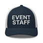 Event Staff Work Block Embroidered Mesh Trucker Hat - Navy/ White