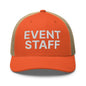 Event Staff Work Block Embroidered Mesh Trucker Hat - Rustic Orange/ Khaki