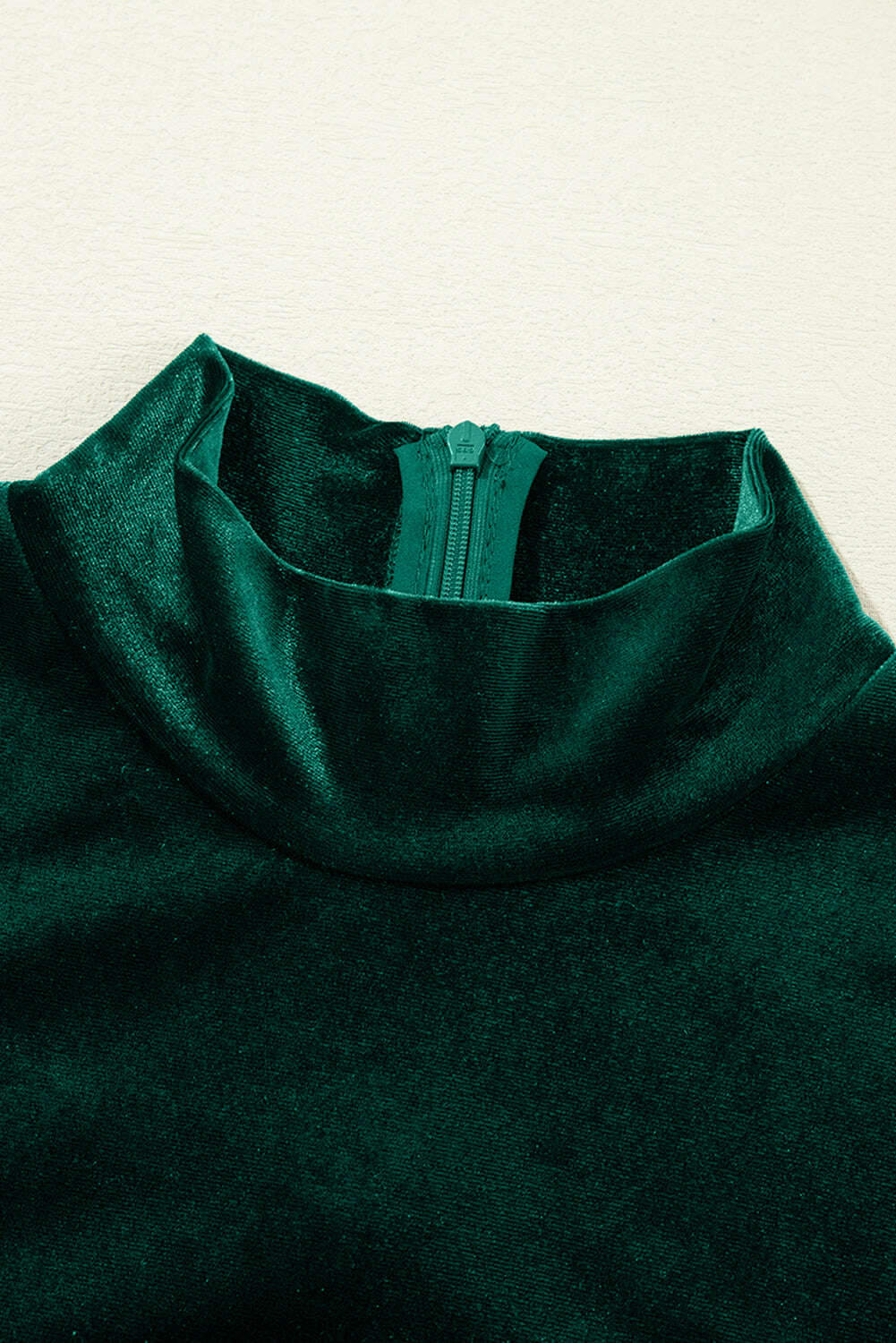 Short Dresses-Evergreen Velvet High Neck Tiered Ruffle Mini Dress-torontoscreenprinting.ca