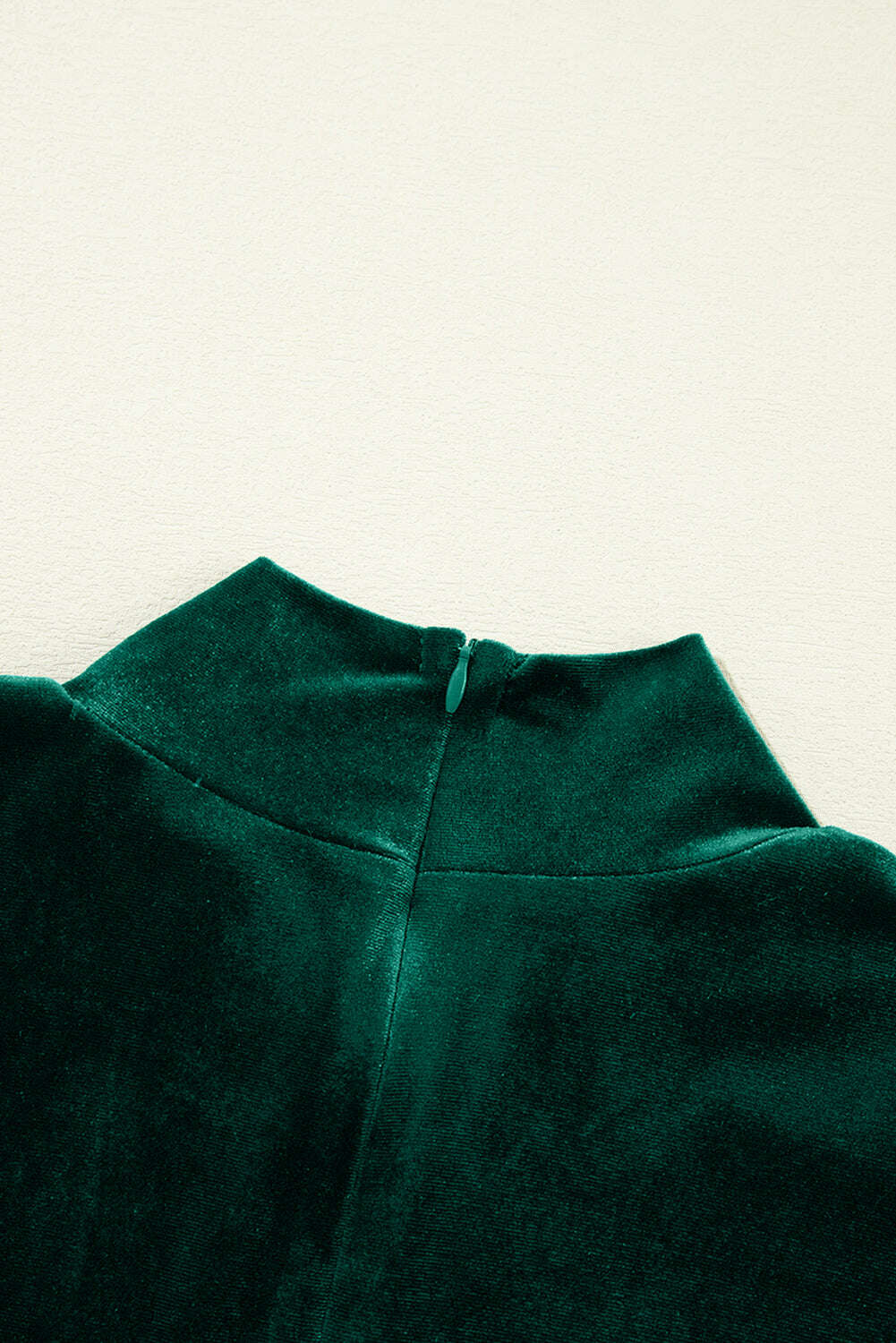 Short Dresses-Evergreen Velvet High Neck Tiered Ruffle Mini Dress-torontoscreenprinting.ca