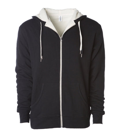 EXP90SHZ - Unisex Heavyweight Sherpa Lined Heather Zip Hood - Black / XS - ZIPS