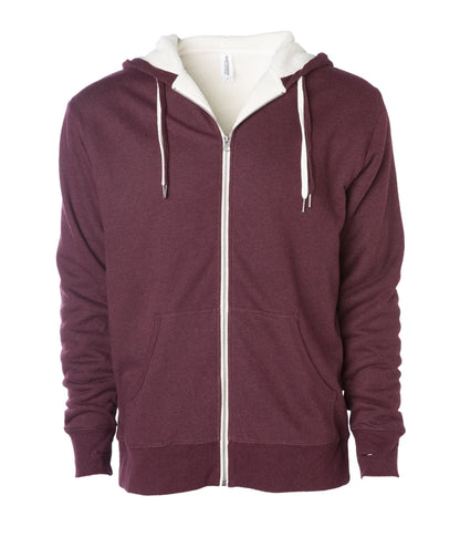 EXP90SHZ - Unisex Heavyweight Sherpa Lined Heather Zip Hood - Burgundy / XS - ZIPS