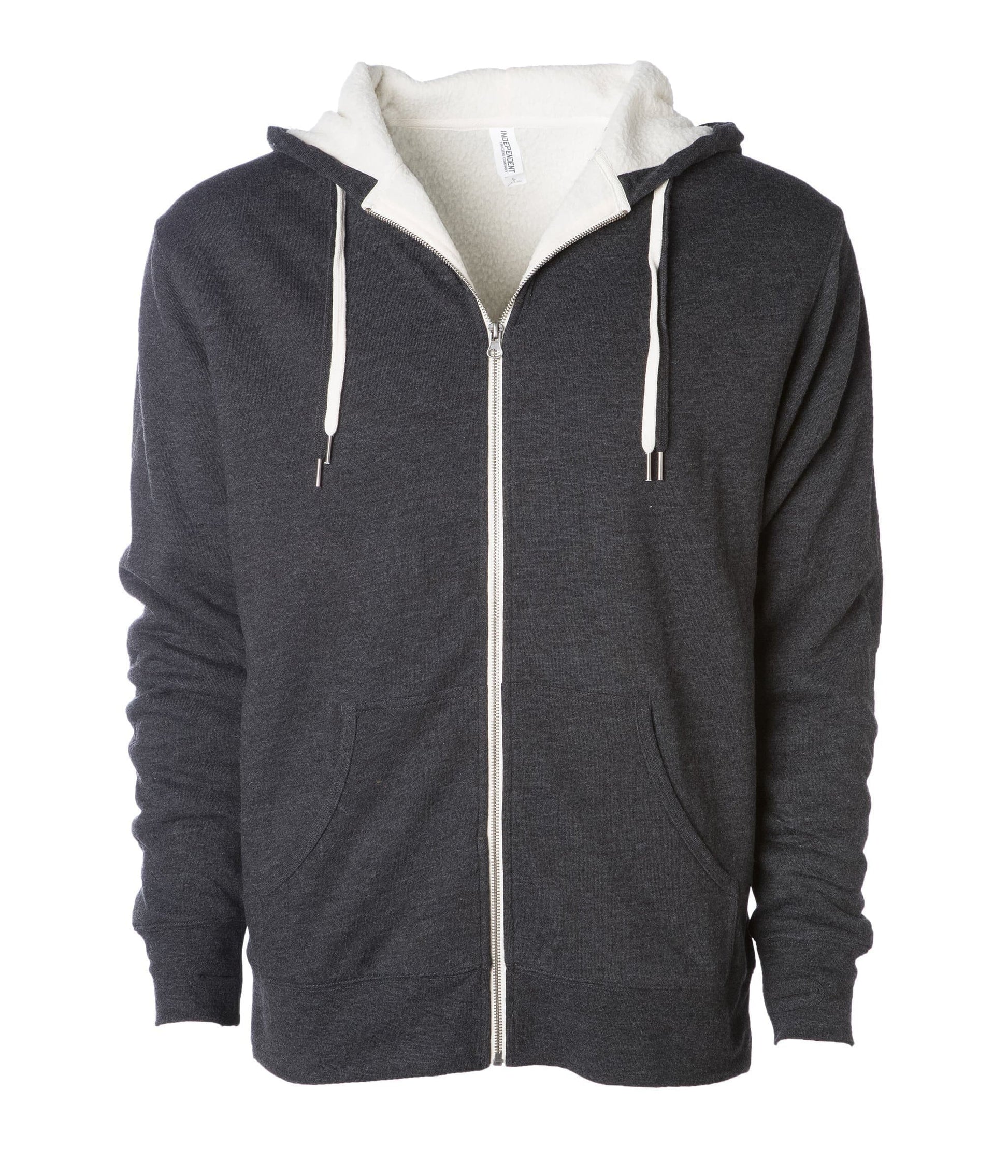 EXP90SHZ - Unisex Heavyweight Sherpa Lined Heather Zip Hood - Charcoal / XS - ZIPS