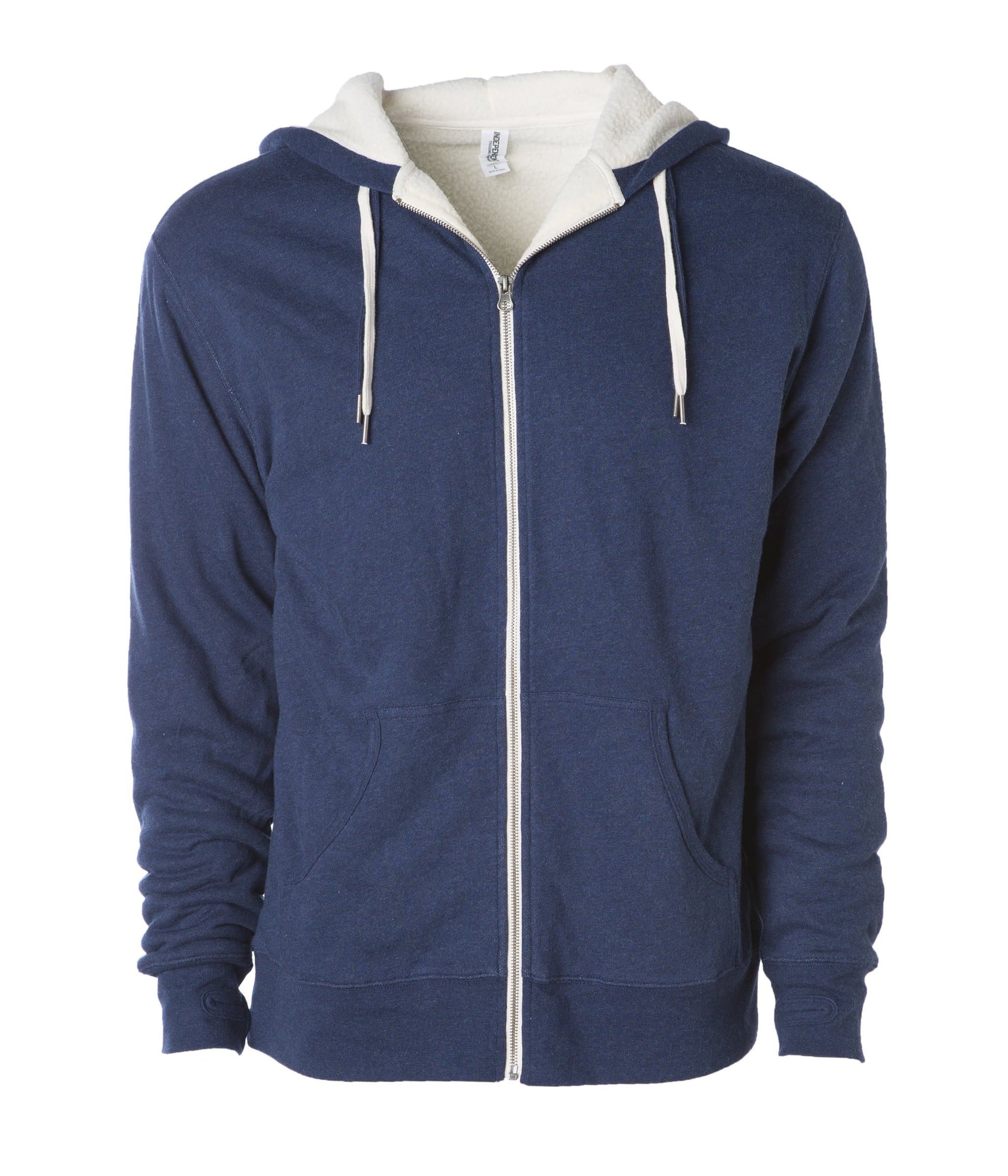 EXP90SHZ - Unisex Heavyweight Sherpa Lined Heather Zip Hood - Navy / XS - ZIPS