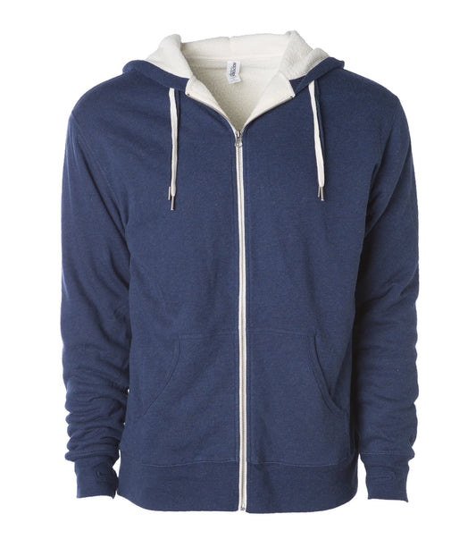 EXP90SHZ - Unisex Heavyweight Sherpa Lined Heather Zip Hood - Navy / XS - ZIPS