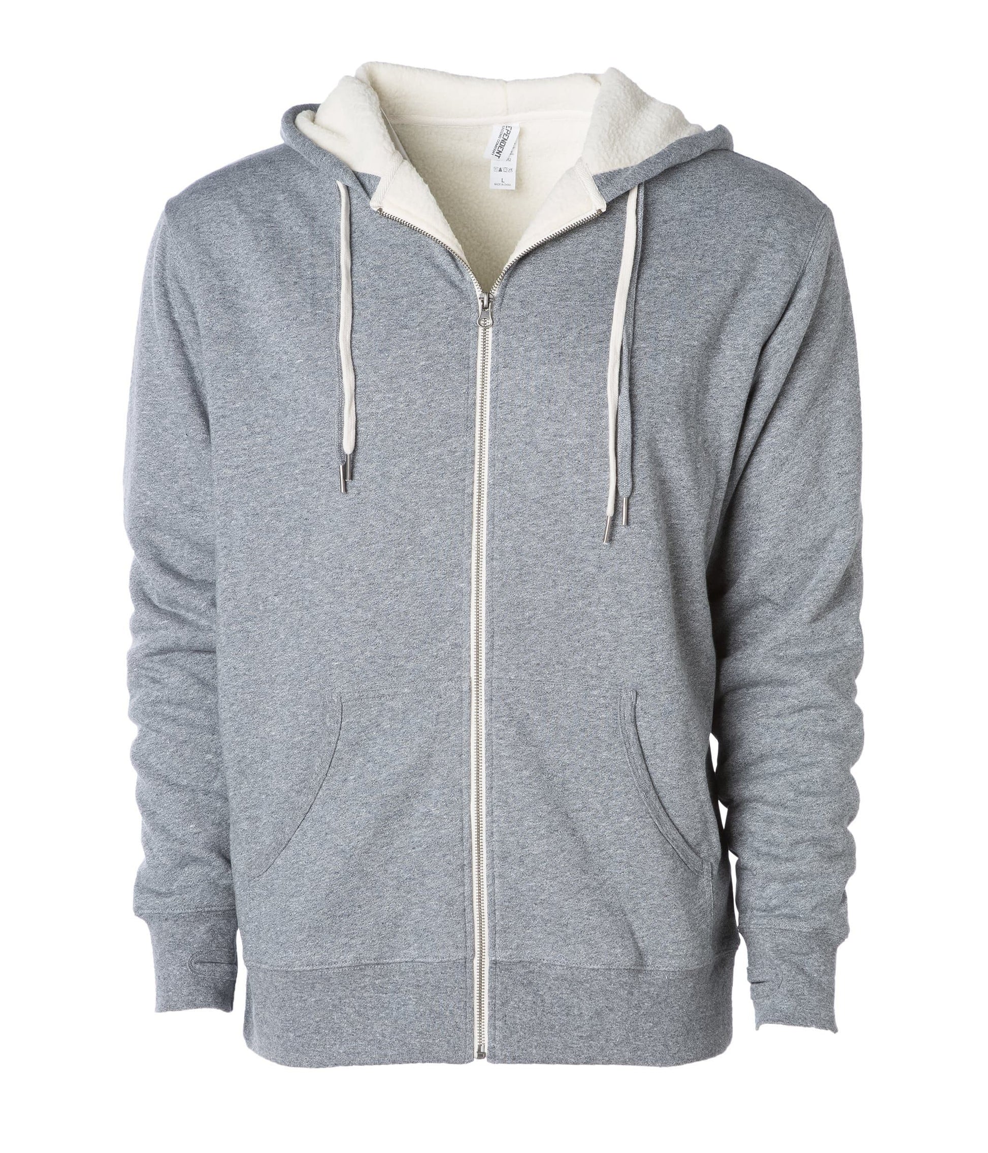 EXP90SHZ - Unisex Heavyweight Sherpa Lined Heather Zip Hood - Salt and Pepper / XS - ZIPS