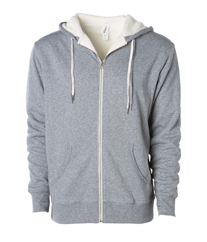 EXP90SHZ - Unisex Heavyweight Sherpa Lined Heather Zip Hood - Salt and Pepper / XS - ZIPS