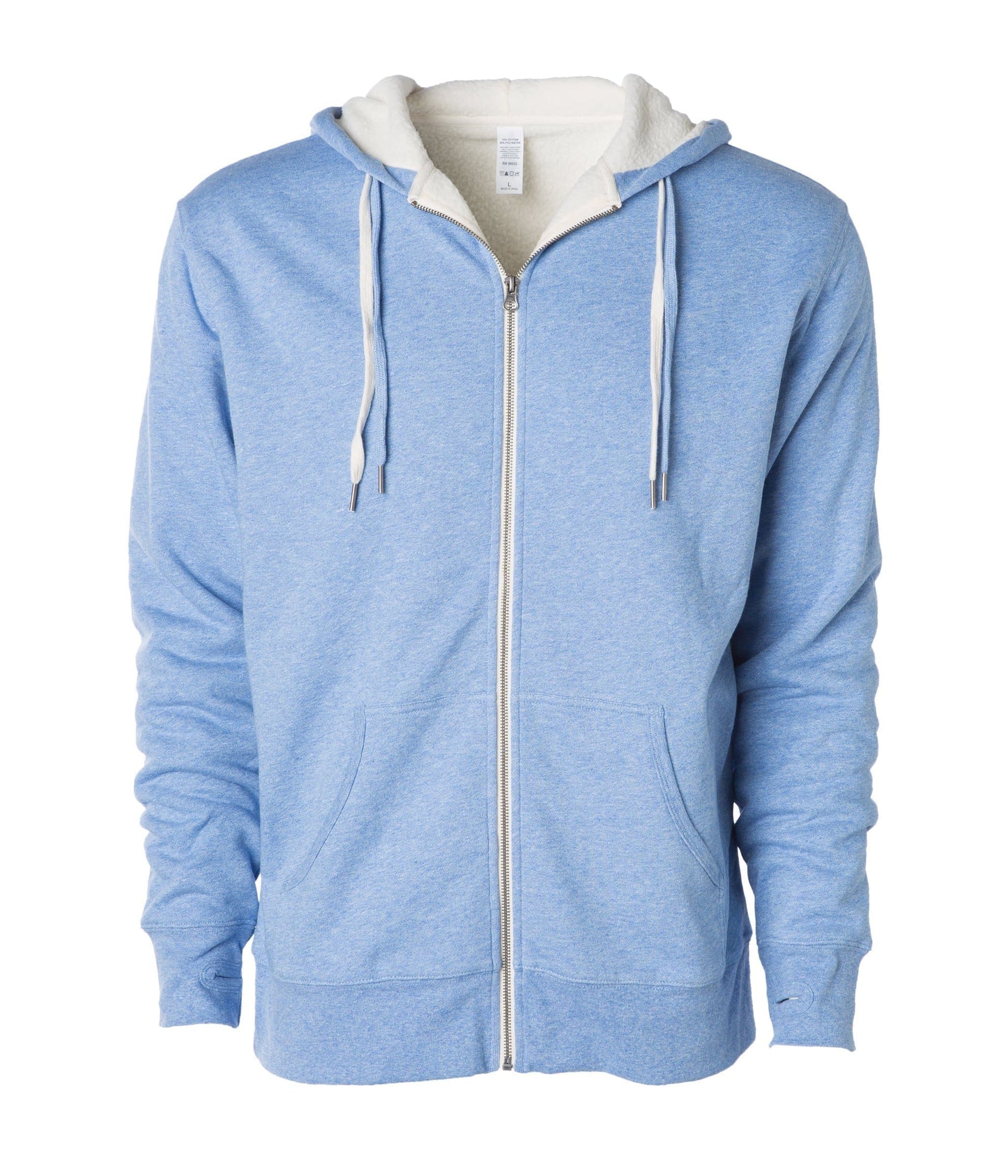 EXP90SHZ - Unisex Heavyweight Sherpa Lined Heather Zip Hood - Sky / XS - ZIPS