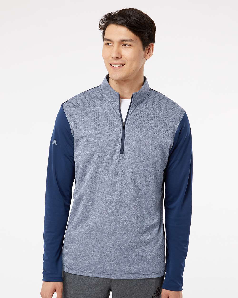 Adidas Heather Block Print Quarter-Zip Pullover A522