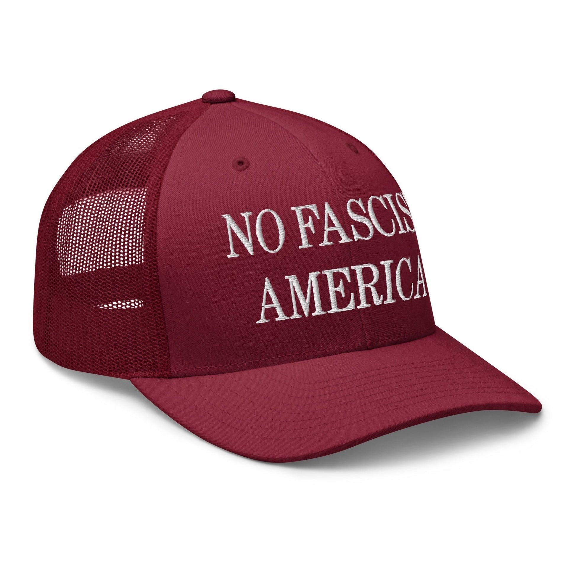 No Fascist America Embroidered Retro Mesh Trucker Hat