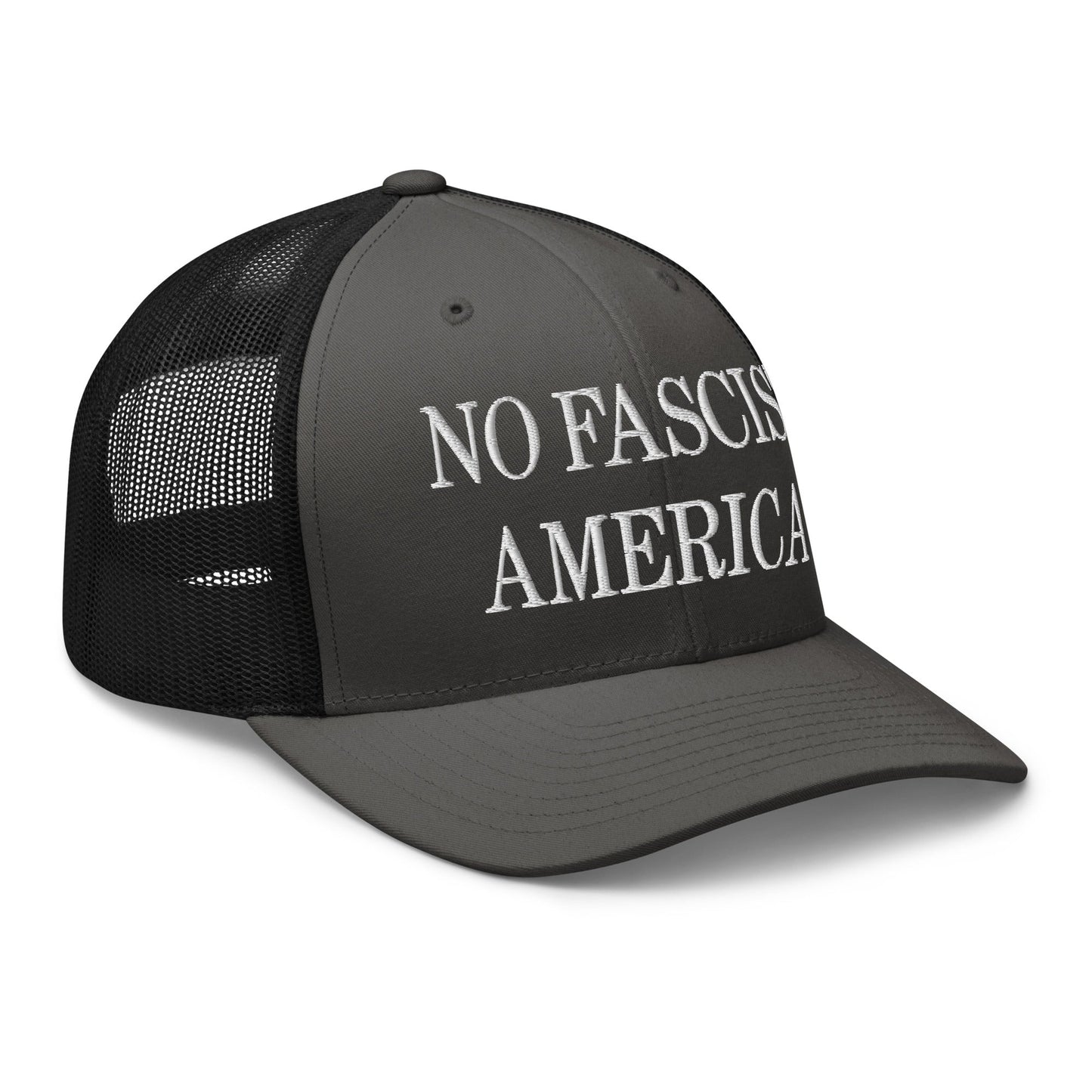 No Fascist America Embroidered Retro Mesh Trucker Hat